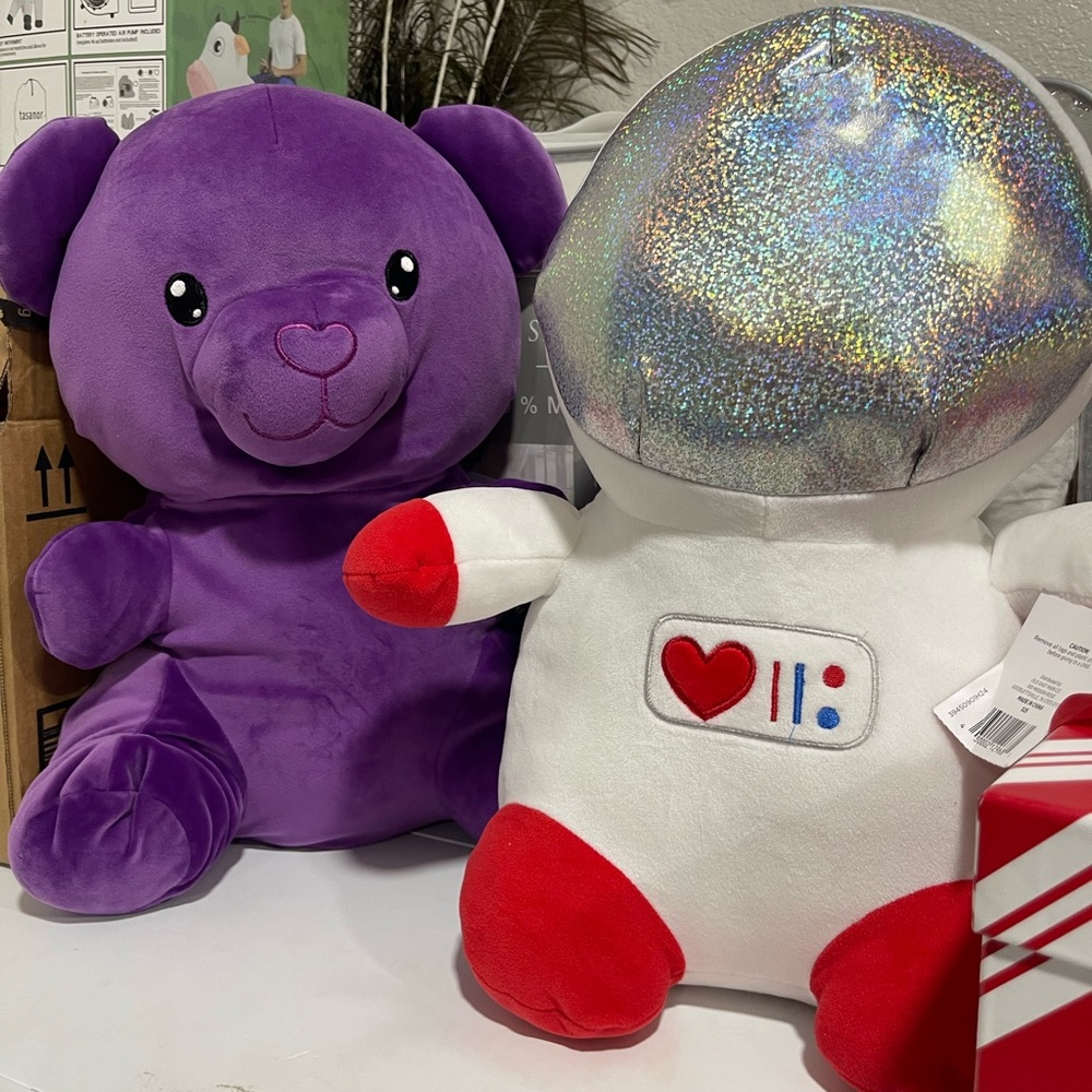 Purple and White Plush Toy Set